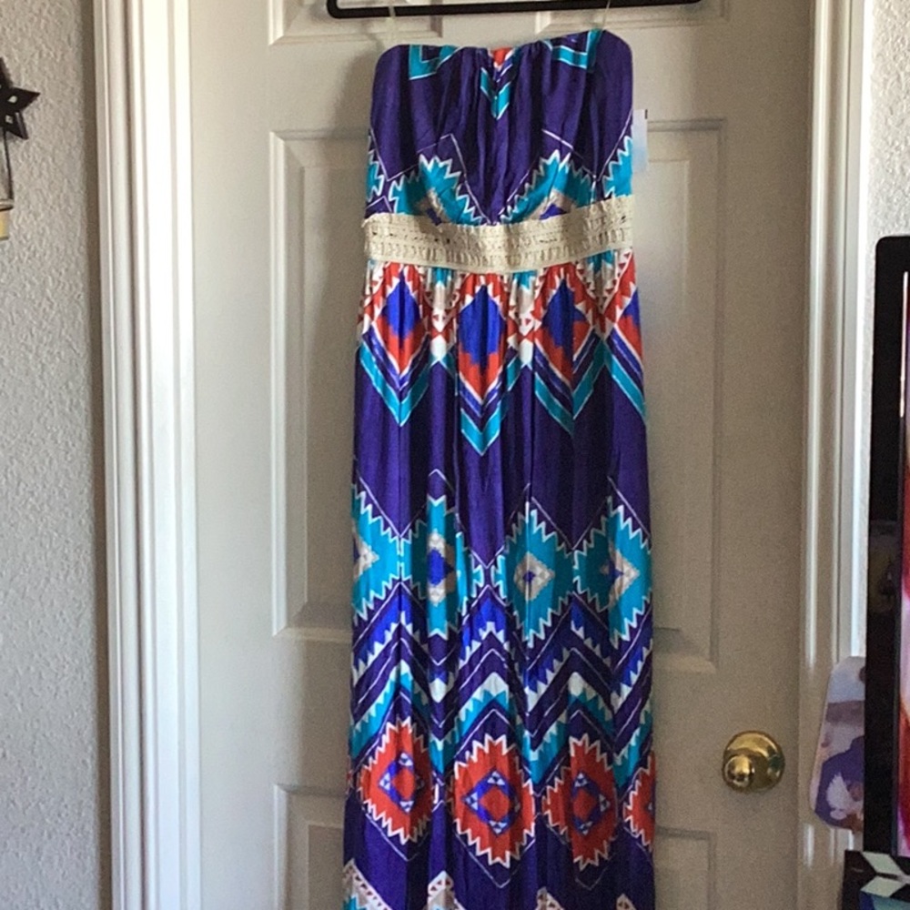 Colorful Strapless Maxi Dress